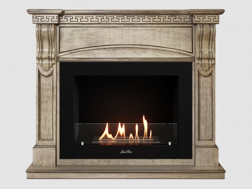 Каминный портал МДФ "Мюнхен 1250" с биокамином Lux Fire "Фаер Бокс 2 - 33" (бежевый)