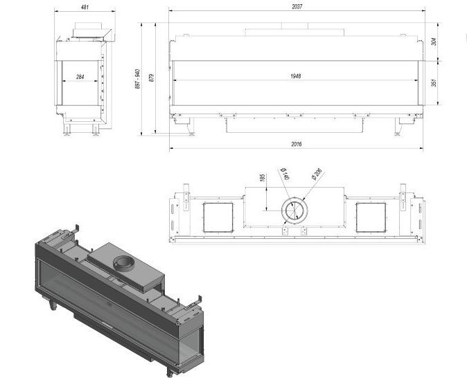 Газовая топка Kratki LEO/P/200/NG (магистральный газ)