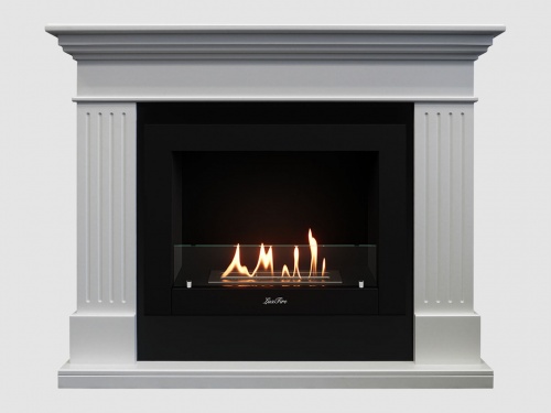 Каминный портал МДФ "Турин 1280" с биокамином Lux Fire "Фаер Бокс 2-30" (белый)