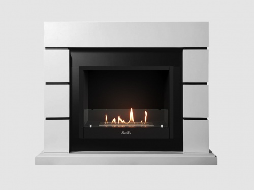 Каминный портал МДФ "Аляска 1350" с биокамином Lux Fire "Фаер Бокс 1-33" (белый)