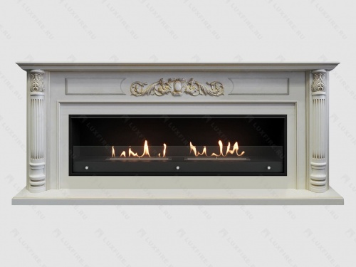 Каминный портал МДФ "Оксфорд 2000" с биокамином Lux Fire "Фаер Бокс Вега-2" (белый)