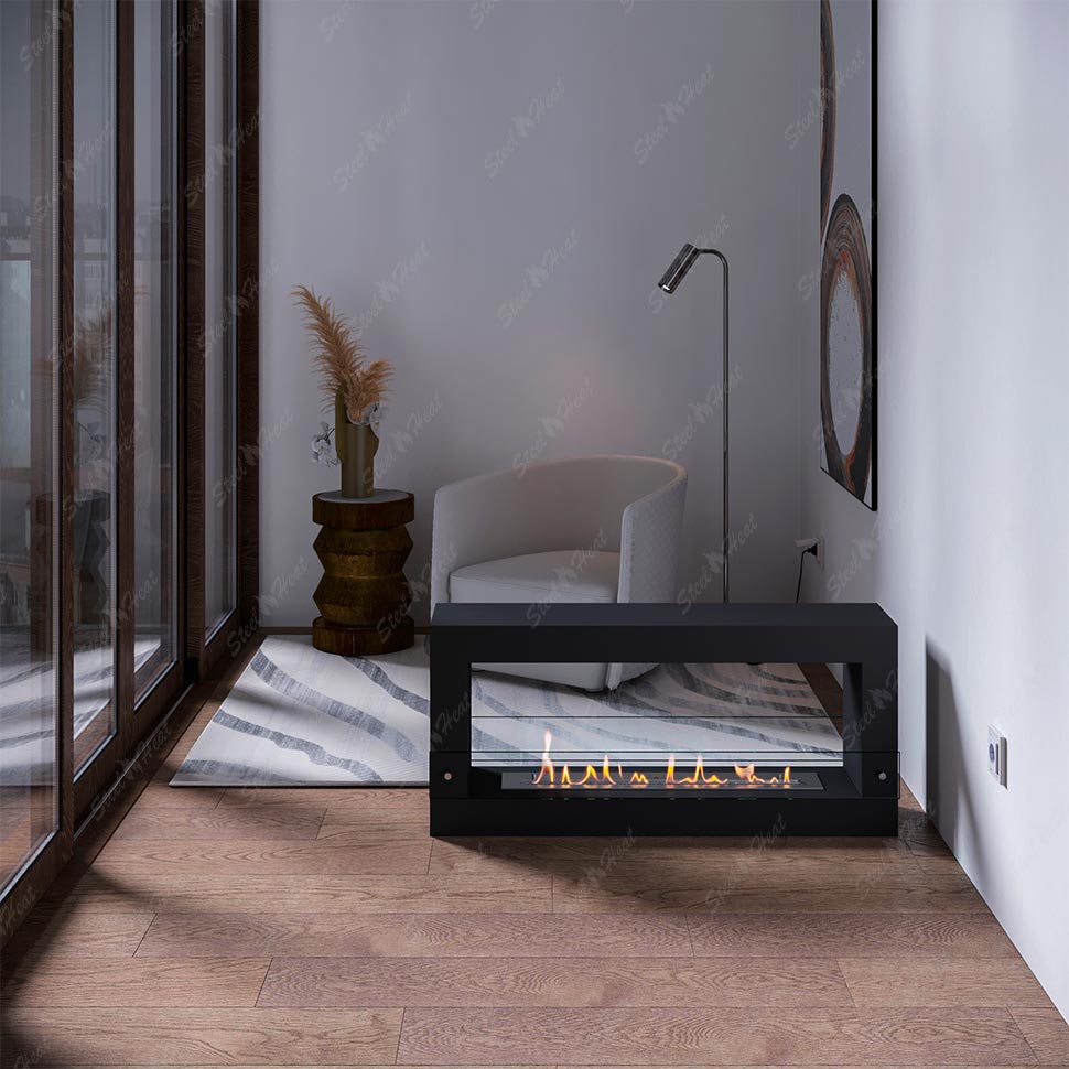 Биокамин напольный SteelHeat FRAME ONE 1000 стекло + стемалит по цене 64 470 руб.