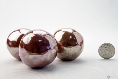 Декоративные керамические камни-шары красное золото 14 шт