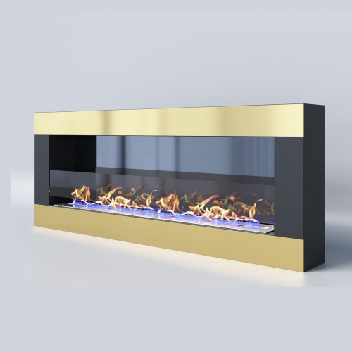 Биокамин "Русский огонь" Голд 1500N настенный с защитным стеклом