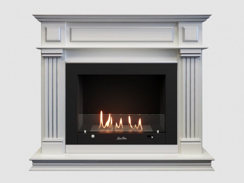 Каминный портал МДФ "Амелия 1260" с биокамином Lux Fire "Фаер Бокс 3 - 33" (белый)