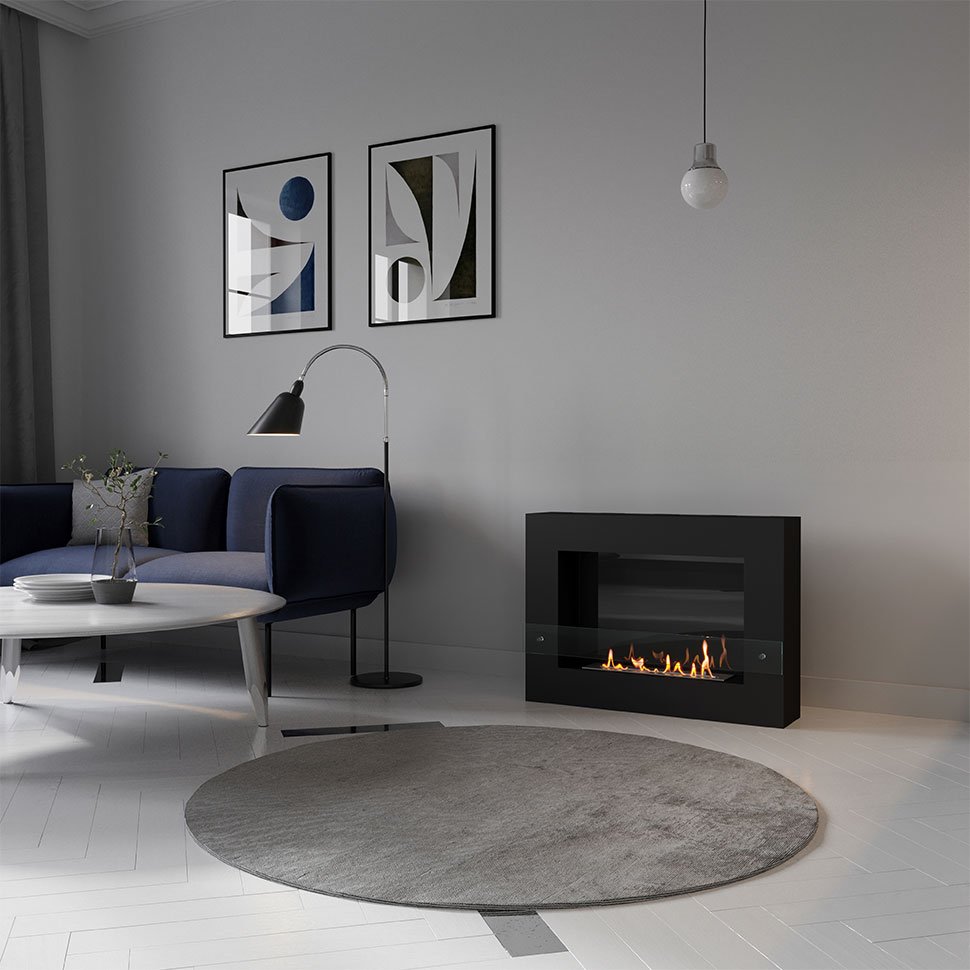 Биокамин SteelHeat WALL GRAND 900 черный, стекло, стемалит по цене 47 250 руб.