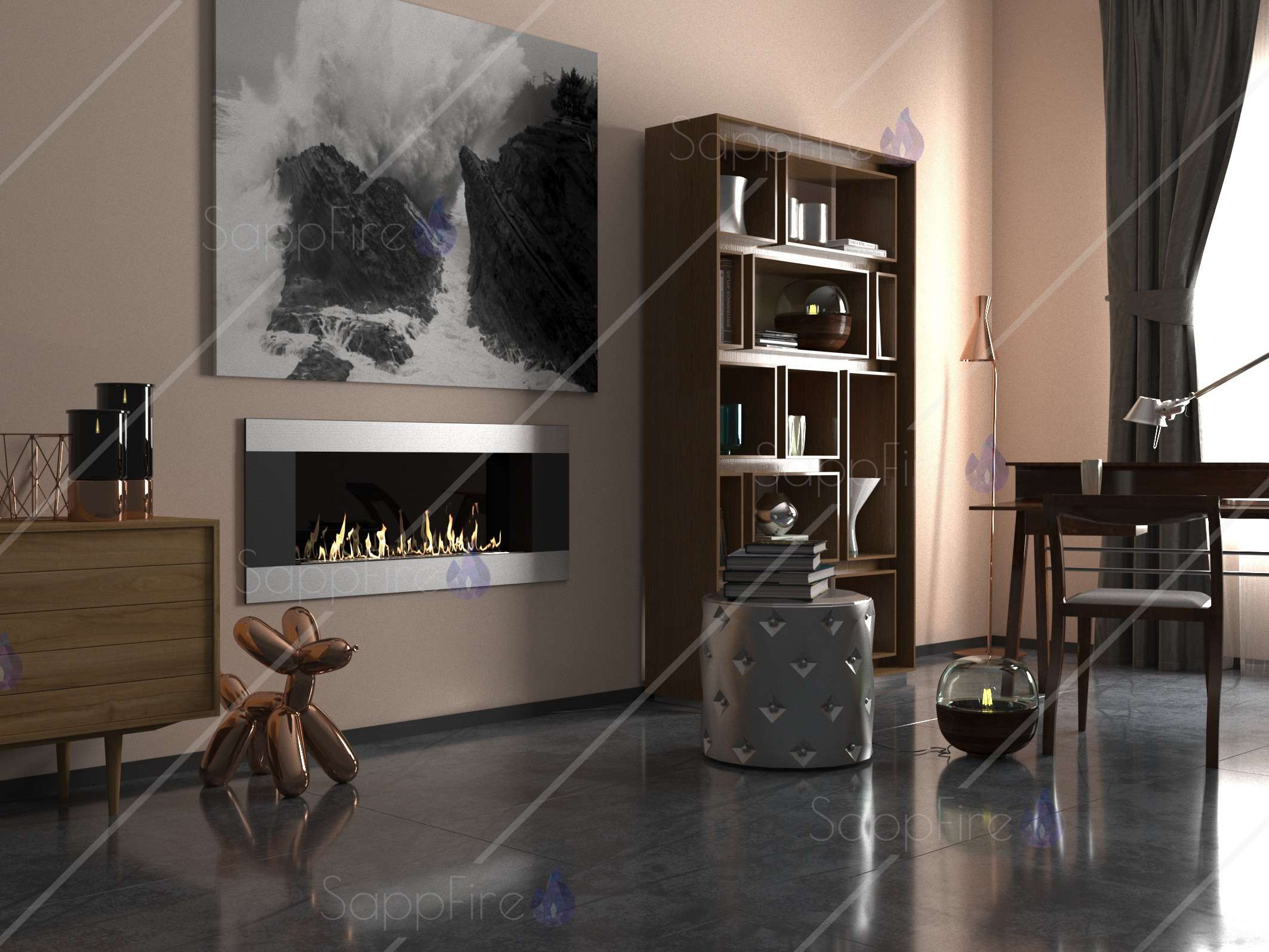 Биокамин Mercury Horizontal 1200 SappFire по цене 40 480 руб.