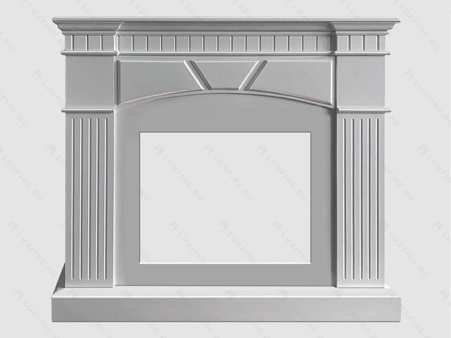 Каминный портал МДФ "Шервуд 1250" с биокамином Lux Fire "Фаер Бокс 1-33" (белый) по цене 81 700 руб.